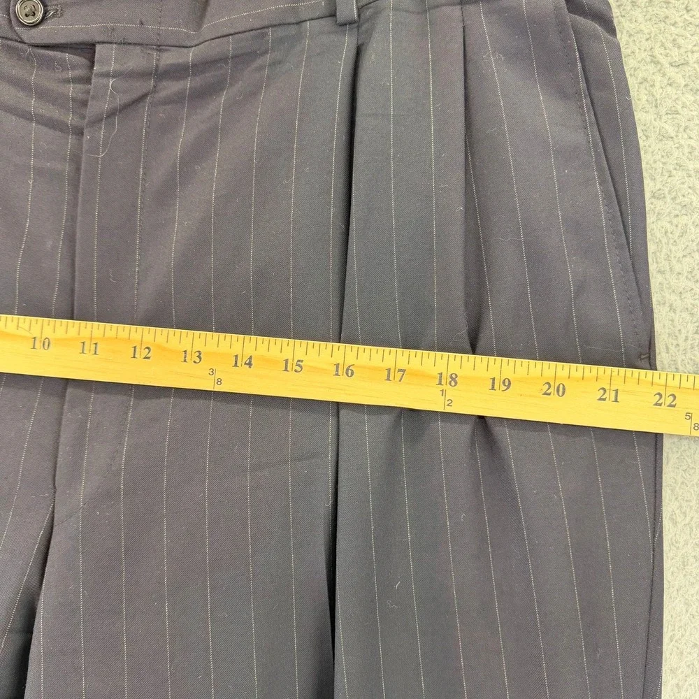 Hickey Freeman Loro Piana Tasmanian Super 120s‎ Navy Pinstripe Suit Men 42R READ